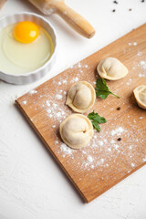 Meat dumplings - russian pelmeni. Traditional homemade food