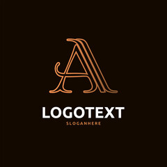 A letter golden logo abstract design. A alphabet golden logo