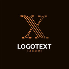X letter golden logo abstract design. X alphabet golden logo
