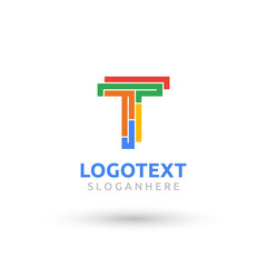 letter T logo. flat colorful logo. geometric shape logo