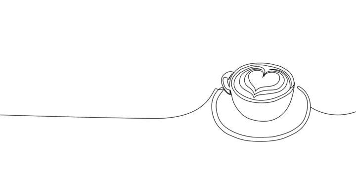 recommend clip art: A cup of coffee continuous line drawing. One line art of coffee, tea, drink, cappuccino, latte, coffee in bed, milk, cream, romance, coffee house, cafe, heart.
