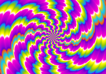 Fototapeta na wymiar Colorful rainbow spirals. Spin illusion.