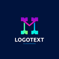 M letter colorful logo abstract design. M alphabet logo