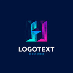 H letter colorful logo abstract design. H alphabet logo