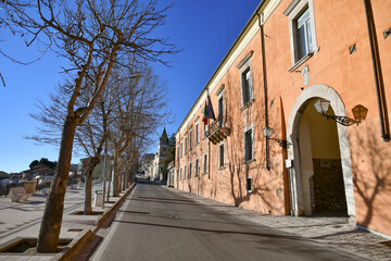 A street among the characteristic houses of Buonalbergo, a mountain village in the province of Benevento, Italy.