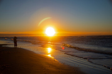 Sunset over the ocean at the beach