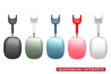 New headphone earphone and headset max with colorful model - obrazy, fototapety, plakaty