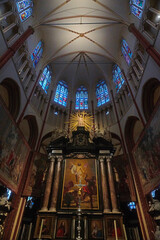 Interior of the Sint-Salvators Cathedral in the historic city centre of Bruges in Belgium