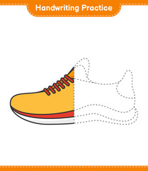 Handwriting practice. Tracing lines of Running Shoes. Educational children game, printable worksheet, vector illustration