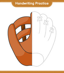 Handwriting practice. Tracing lines of Baseball Glove. Educational children game, printable worksheet, vector illustration
