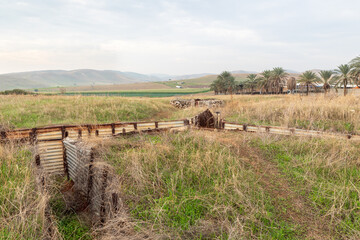 Abandoned  battle trenches after the Yom Kippur War near Mehola village in the Palestinian...