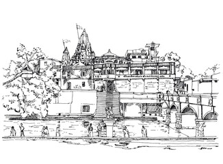 temple view with landmark of junagadh city, India.