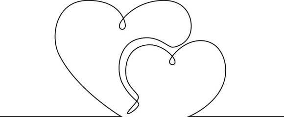 Continuous line drawing vector illustration of a tangled heart. Vector illustration. Wallpaper, flyers, invitation, posters, brochure, banners. Valentine.