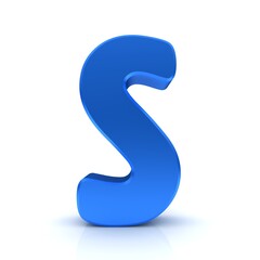 S letter blue 3d