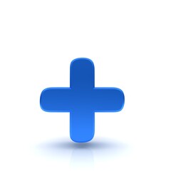Plus + sign blue symbol 3d