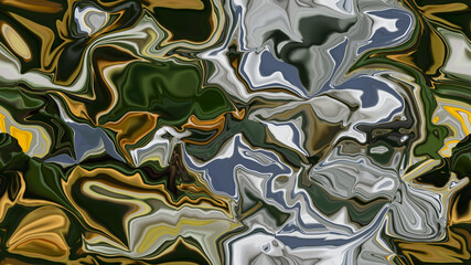 Abstract seamless pattern background with zigzag and waves in blue, green and black tones. Artistic image processing created by yellow crocus photo. Beautiful multicolor pattern for design