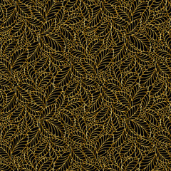 Vector seamless pattern with golden leaves