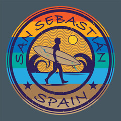 Fototapeta premium Emblem with the name of San Sebastian, Spain