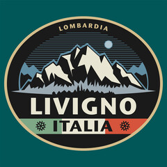 Emblem with the name of Livigno, Italy - 480725116