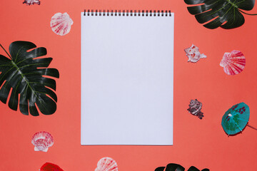 notebook with flowers and leaves