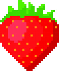 Strawberry icon or sign isolated on white background, Vector illustration pixel art