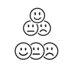 Set of face icons with negative, neutral and positive mood, vector, illustration.
