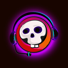 Skeleton with  headphones