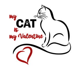 My cat is my valentine, happy card, vector illustration