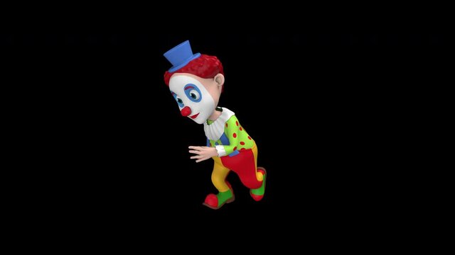 Cartoon clown looped dance - 3d render looped with alpha channel.
