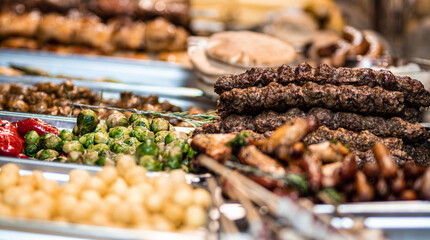 street food, with good light and blur