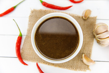 Boiled Fermented Fish sauce or Pickled fish sauce, Traditional thai food preserved name in thai is Pla ra