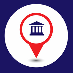 Bank location point icon.