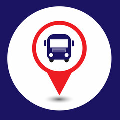 Bus stop pointer, bus station location marker icon