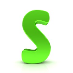 Green S letter sign 3d