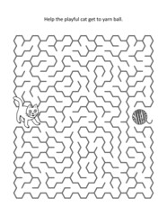 Maze game: Help the playful cat get to the yarn ball. 
