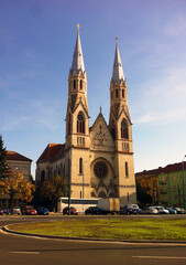 Main view on the Catholic Church of Elisabetin in Romania