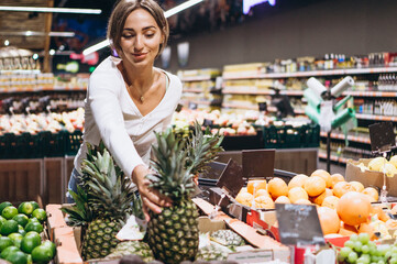 Woman shopping at the grocery store