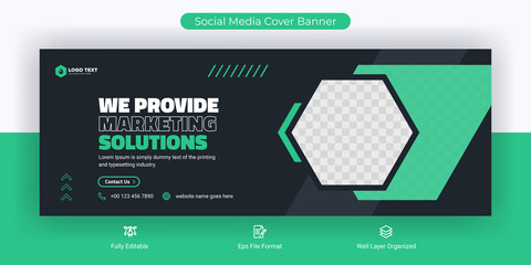 Creative corporate business marketing social media Facebook cover banner post template	
