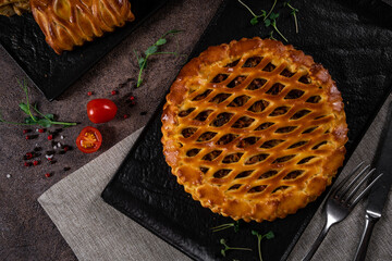 Freshly baked cabbage and fish pie