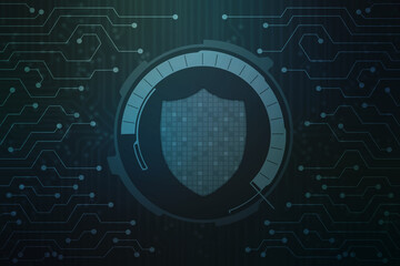 Protect and Security concept. Digital Shield on abstract technology background, Cyber security and information or network protection. Future technology web services for business and internet project