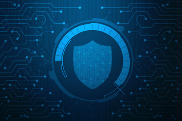 Protect and Security concept. Digital Shield on abstract technology background, Cyber security and information or network protection. Future technology web services for business and internet project
