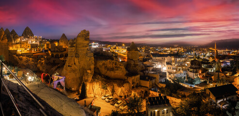 Goreme on sunset in Cappadocia