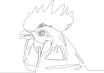 Fototapeta premium Continuous line drawing of Chinese new year zodiac, Chicken zodiac in black and white background. Vector illustration.