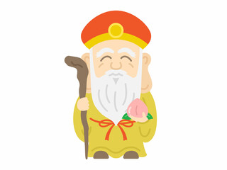 七福神の寿老人の神様のイラスト