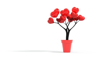 Tree of love with hearts white background