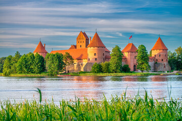 Naklejka na ściany i meble Trakai Island Castle Museum in the summer season. Trakai village, Lithuania