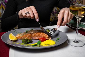 Restaurant dish - Roasted salmon steak