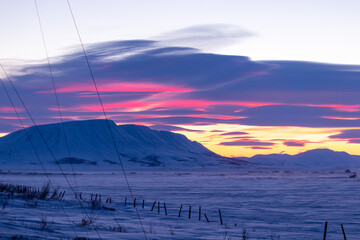 Chukotka, sunset in the mountains