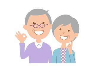 Fototapeta premium OKポーズをするシニア夫婦