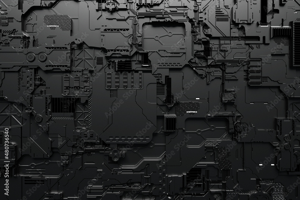 Fototapete 3d illustration of a pattern in the form of a metal, technological plating of a spaceship or a robot
